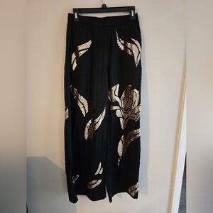 H&M Wide Leg Black Pants with Gold Sequins